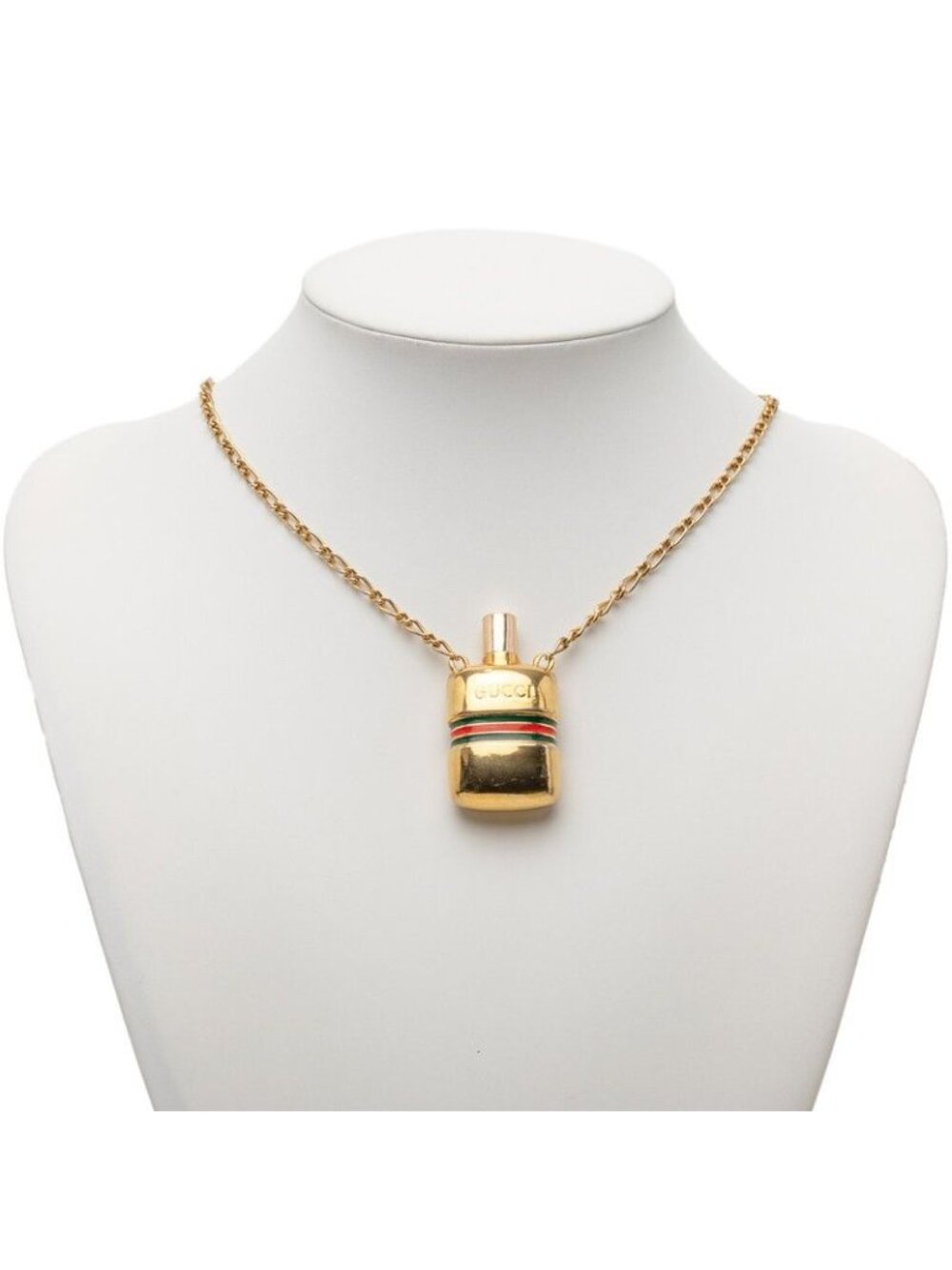 Gucci Vintage Sherry Line Perfume Bottle Pendant Necklace Gold Plated - Picture 5 of 5